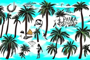Dear under a palm tree on a high cliff tattoo idea