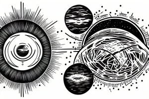 Advanced alien civilization, encapsulated in a dome with two suns in the sky tattoo idea