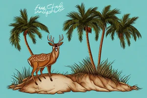 Deer under a palm tree on a high cliff tattoo idea