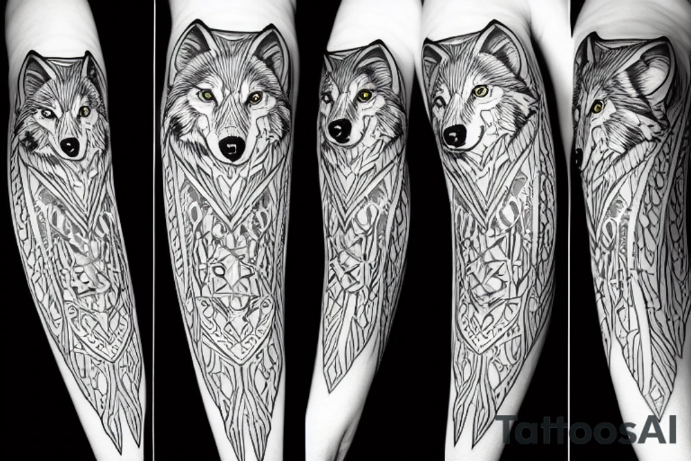 Wolf howls to the full moon tattoo idea