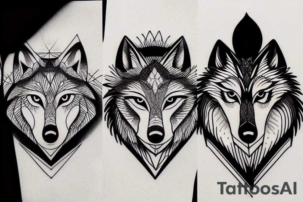Wolf howling to the full moon tattoo idea
