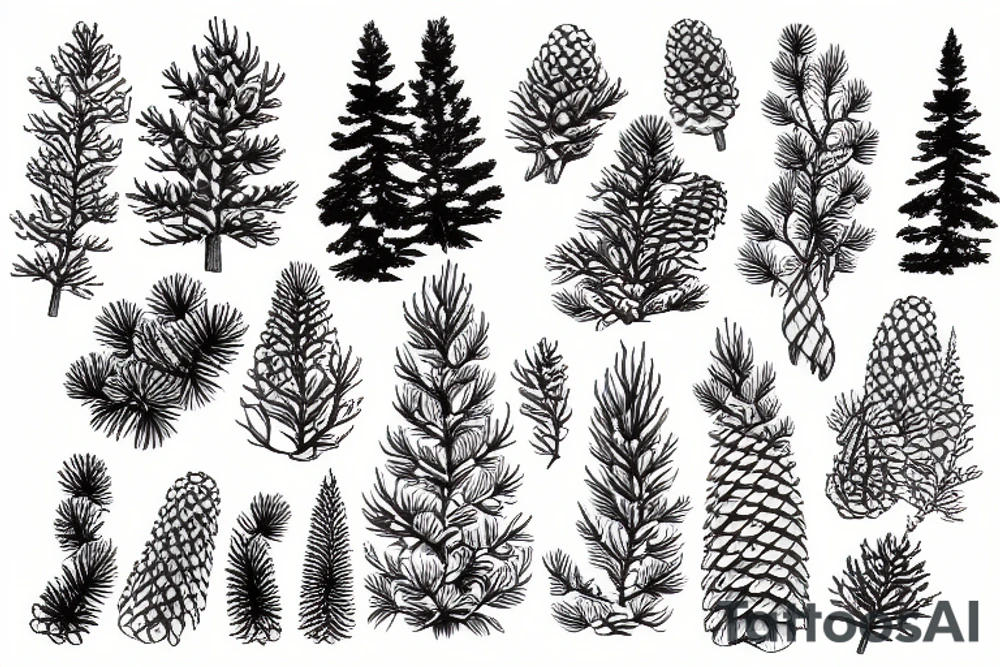 a pine tree with cones tattoo idea