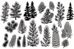 a pine tree with cones tattoo idea
