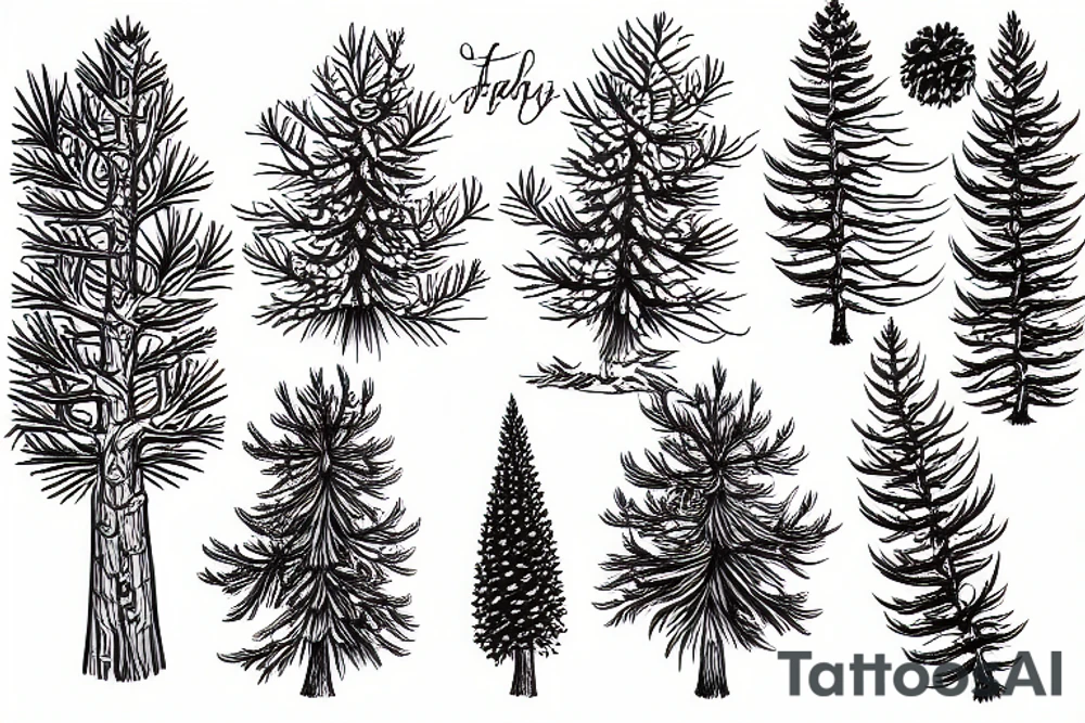 a pine tree with cones tattoo idea