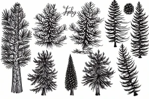 a pine tree with cones tattoo idea