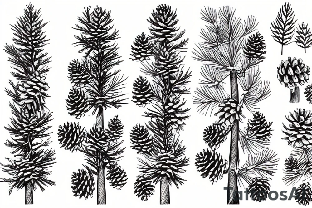 a pine tree with cones tattoo idea