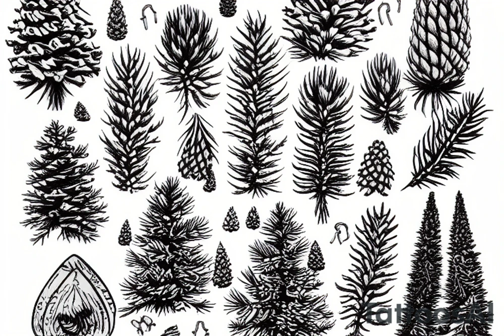 a pine tree with cones tattoo idea