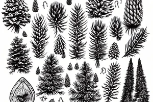 a pine tree with cones tattoo idea