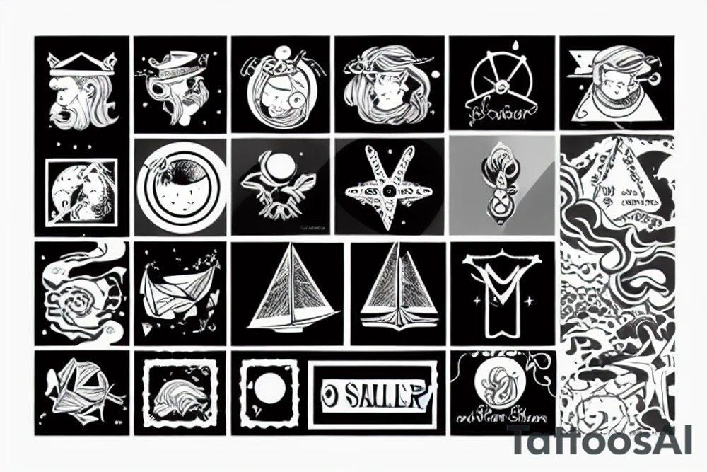 sailor on a square ocean tattoo idea