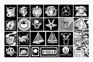 sailor on a square ocean tattoo idea