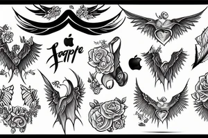 apple with bat wings attached tattoo idea