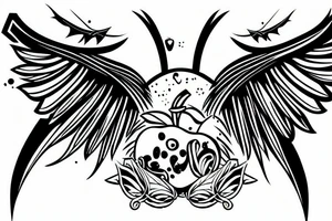 apple with bat wings attached to the sides tattoo idea