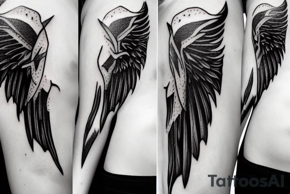 apple with bat wings attached to the sides tattoo idea