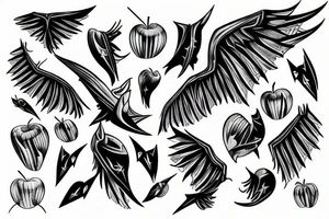 apple with bat wings attached to the sides tattoo idea
