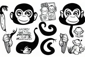a monkey holding a carrot tattoo idea