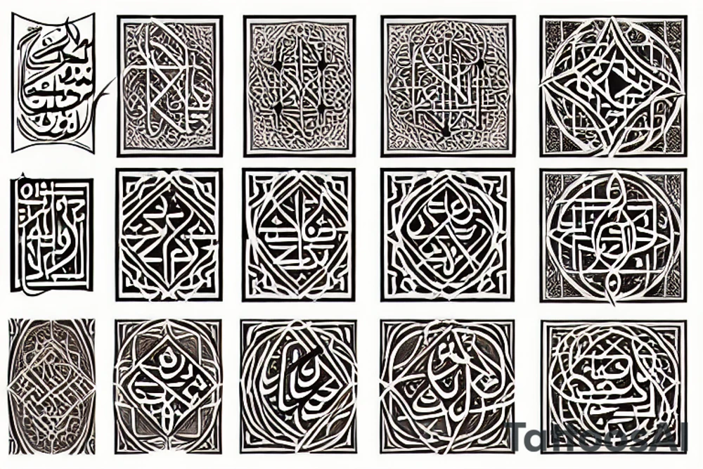Islamic middle-eastern art and geometry in color tattoo idea