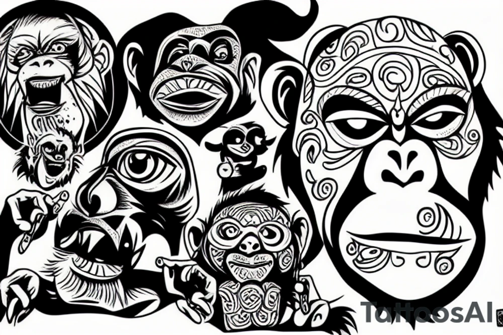an evil monkey tattoo idea