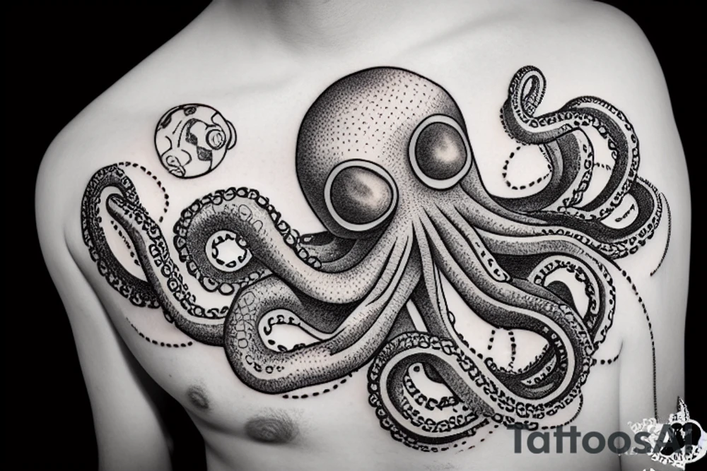 an octopus and an astronaut tattoo idea