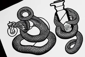 two tiny snakes with flask tattoo idea