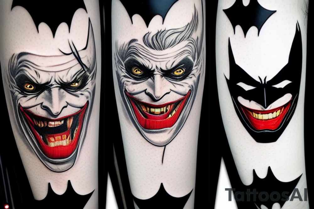 Batman and Joker that looks in their eyes and then discover they are the same person tattoo idea