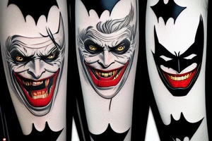 Batman and Joker that looks in their eyes and then discover they are the same person tattoo idea