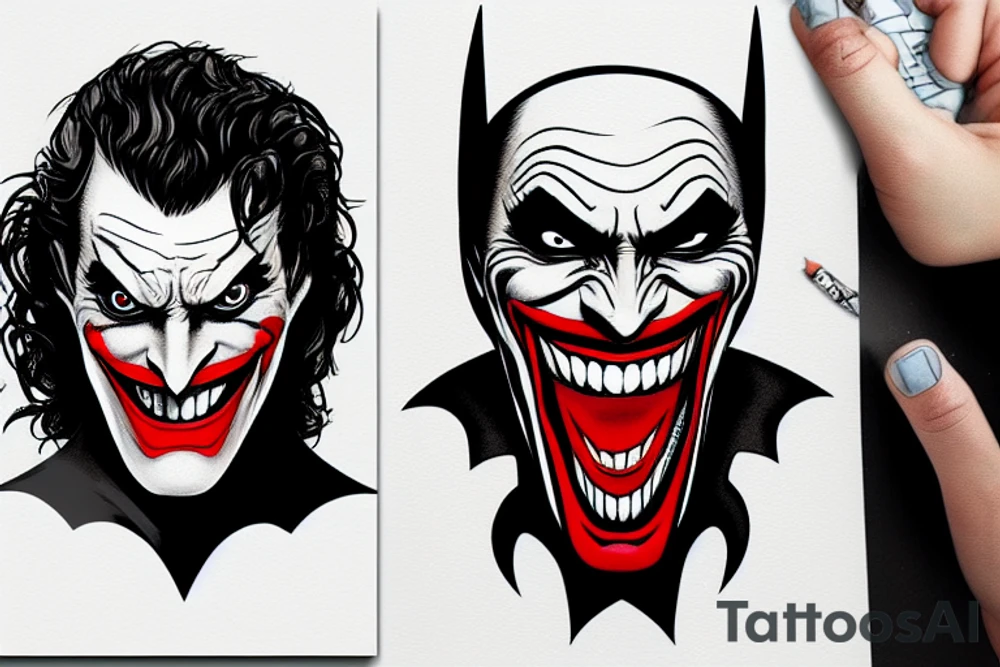 Batman and Joker that looks in their eyes and then discover they are the same person tattoo idea