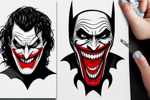 Batman and Joker that looks in their eyes and then discover they are the same person tattoo idea