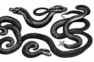 two snakes with flask tattoo idea