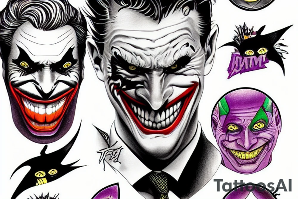 Batman and Joker that looks in their eyes and then discover they are the same person tattoo idea
