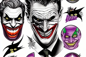Batman and Joker that looks in their eyes and then discover they are the same person tattoo idea