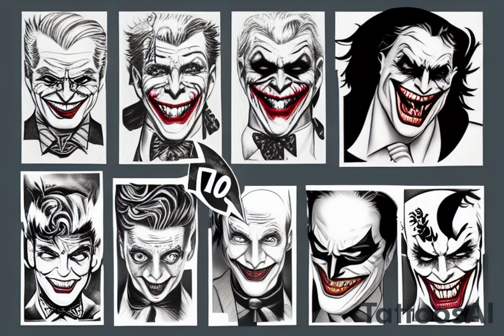 Batman and Joker that looks in their eyes and then discover they are the same person tattoo idea
