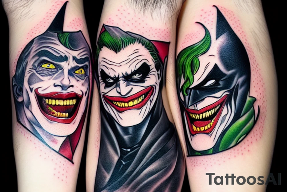 Batman and Joker that sit in front of them and they discover they are the same person tattoo idea