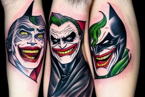 Batman and Joker that sit in front of them and they discover they are the same person tattoo idea