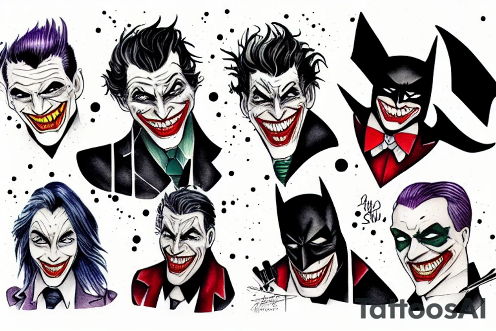 Batman and Joker that sit in front of them and they discover they are the same person tattoo idea