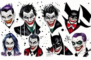Batman and Joker that sit in front of them and they discover they are the same person tattoo idea