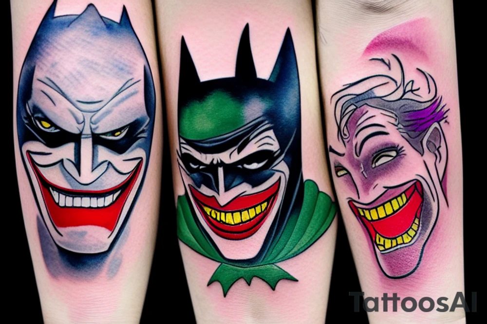 Batman and Joker that sit in front of them and they discover they are the same person tattoo idea