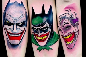 Batman and Joker that sit in front of them and they discover they are the same person tattoo idea