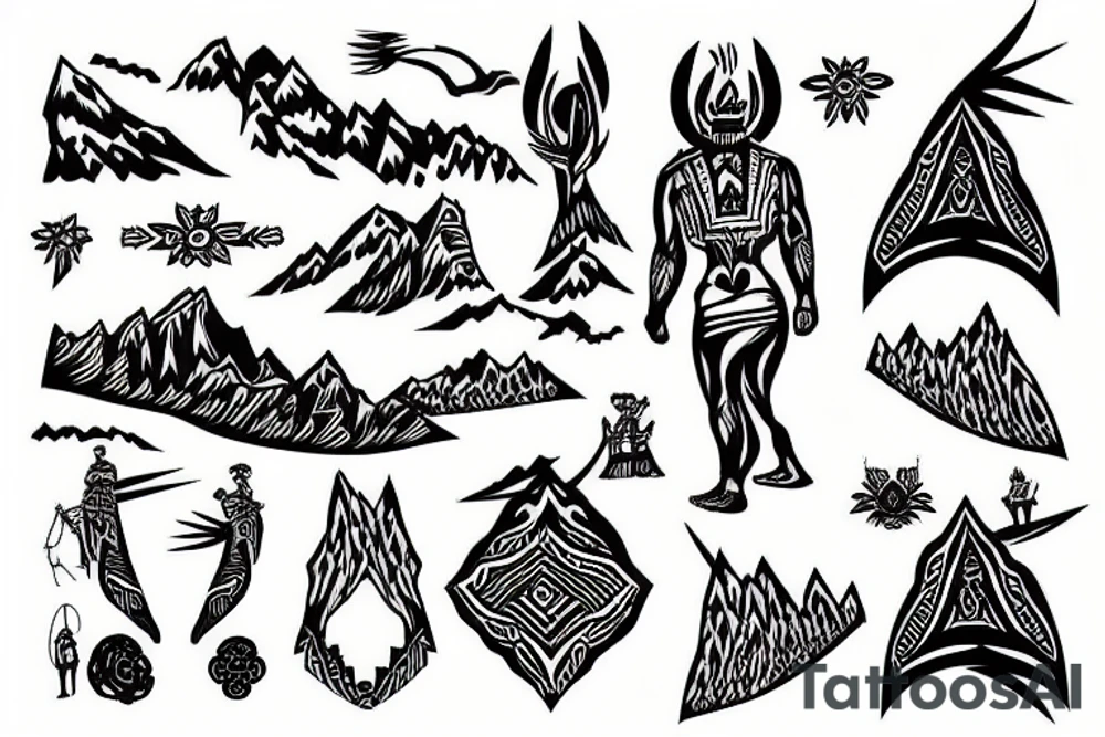 walking up a mountain tattoo idea