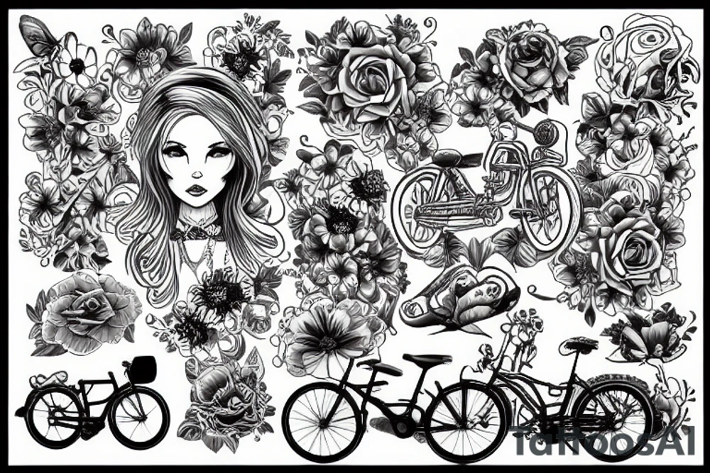 bike with flower tattoo idea