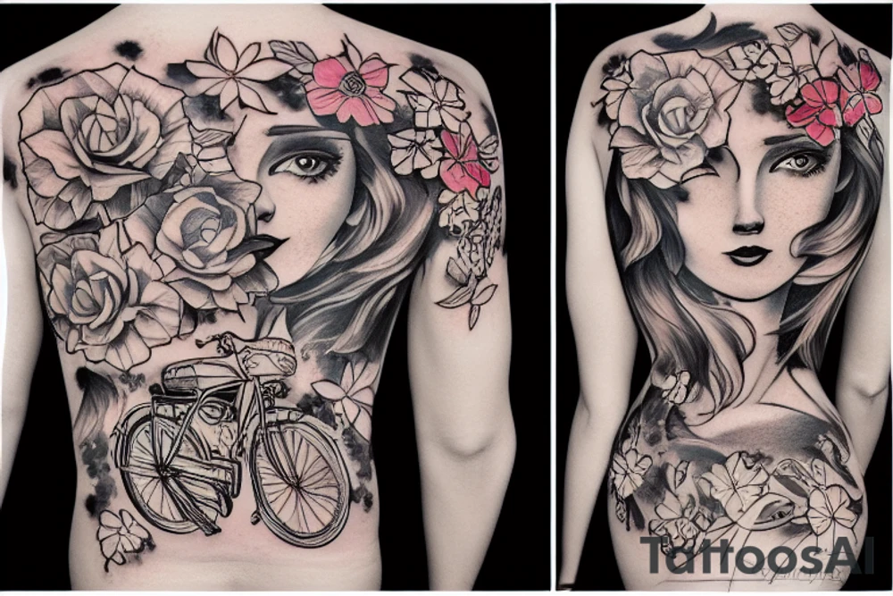 bike with flower tattoo idea