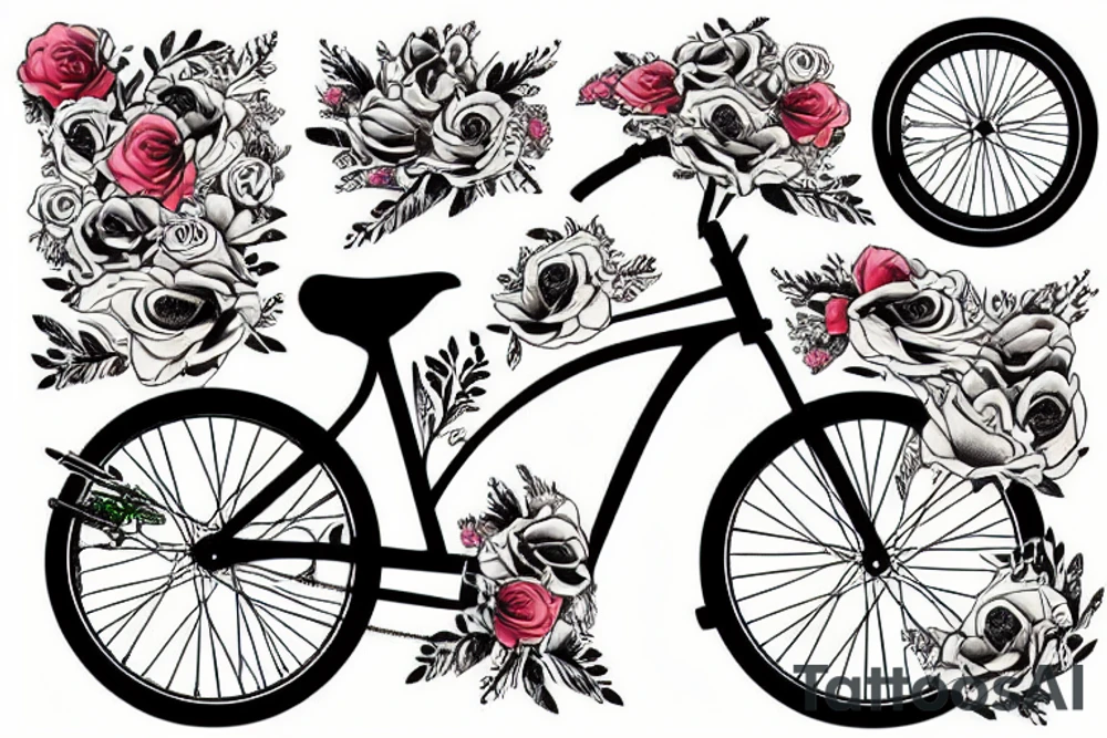 bike with flower tattoo idea