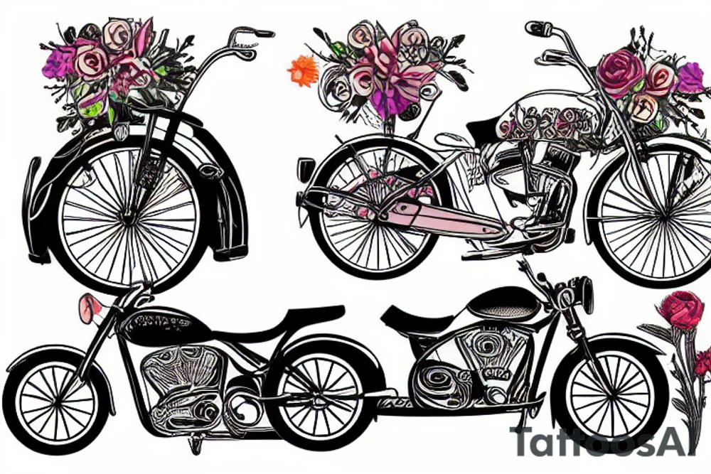 bike with flower tattoo idea
