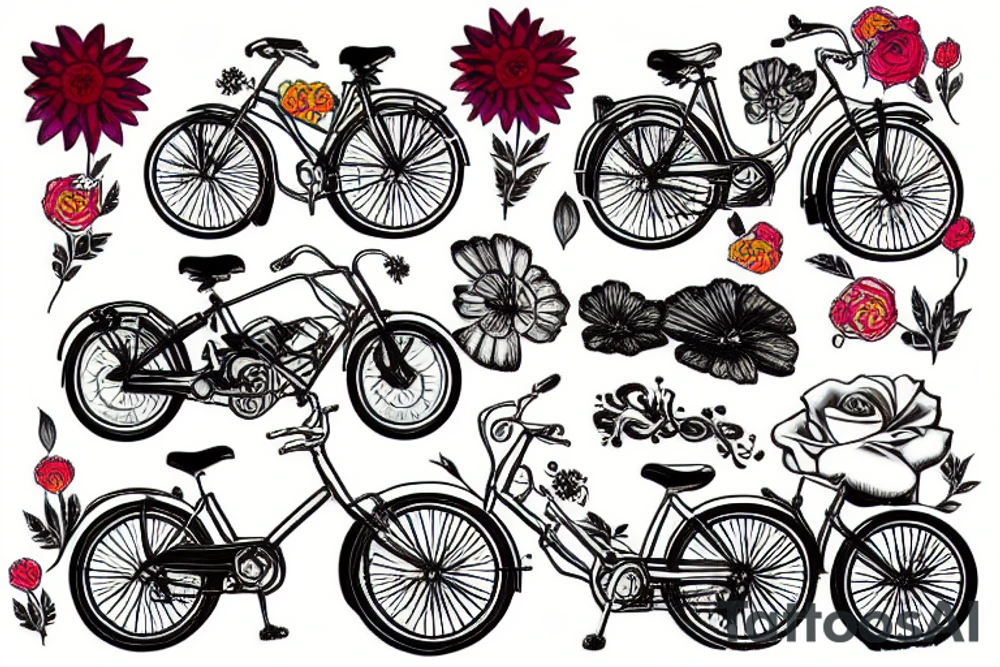 bike with flower tattoo idea