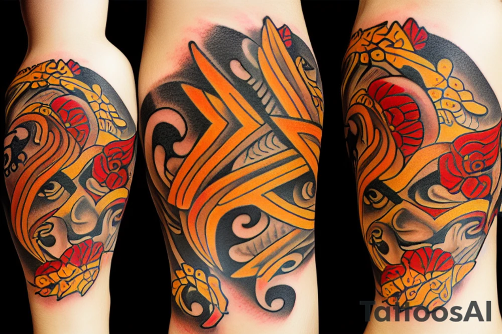 flower with fire tattoo idea