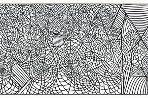 Geometric linework with psychedelic scene at the top with frogs and mushrooms tattoo idea