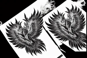 Phoenix rising from ashes of human skulls tattoo idea