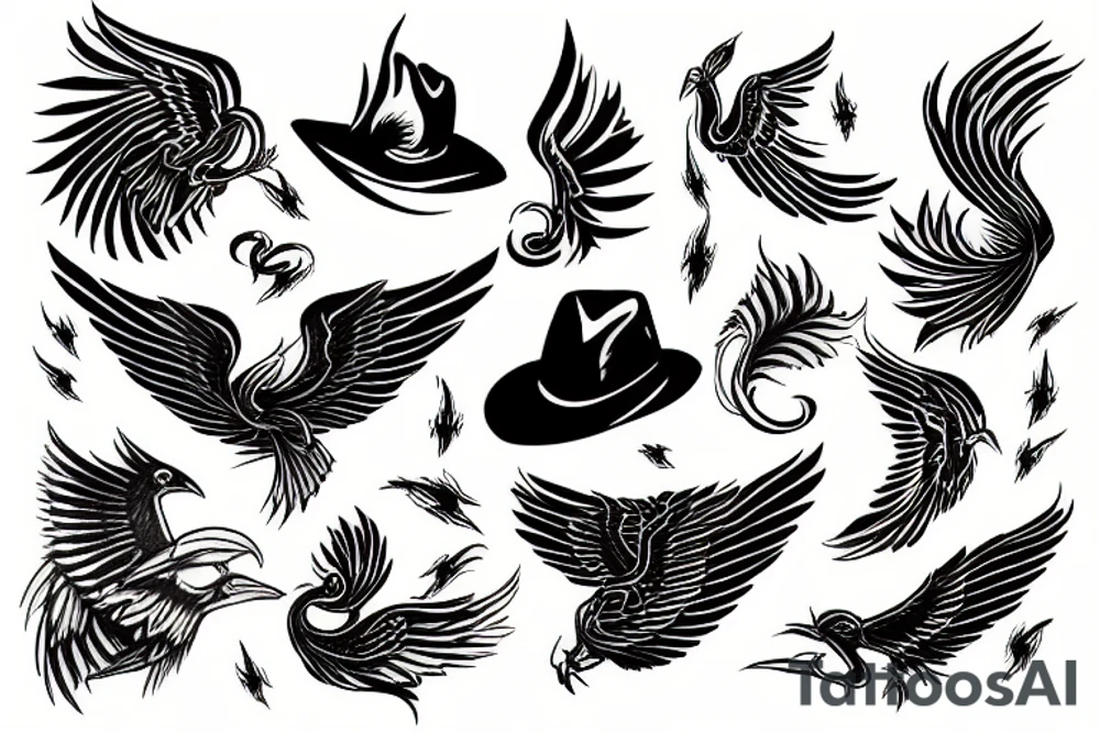Phoenix with a hat on tattoo idea