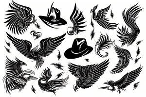 Phoenix with a hat on tattoo idea