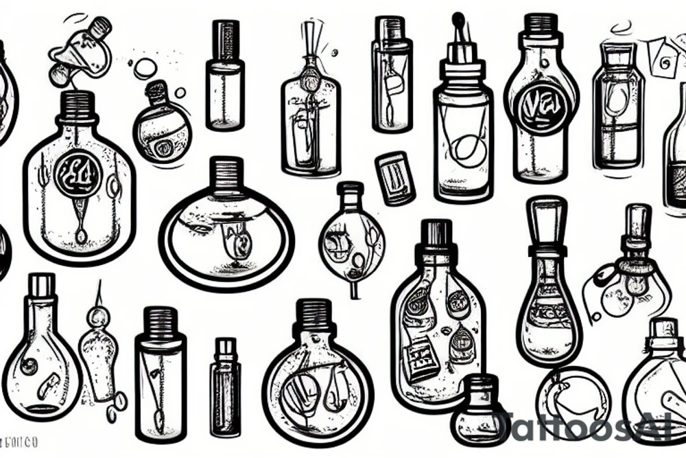 A hop head in a chemist's glass vial tattoo idea