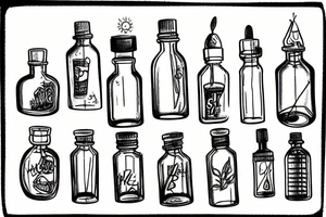 A hop head in a chemist's glass vial tattoo idea